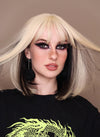 Two Tone Wig for Women Blonde & Dark Brown – Realistic Hair with Bangs, Fits All, Heat-Resistant, Curl & Restyle Bob