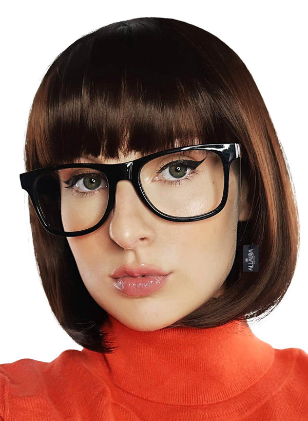 Brown Bob with Bangs & Black Glasses Costume Set - Velma from Scooby Doo