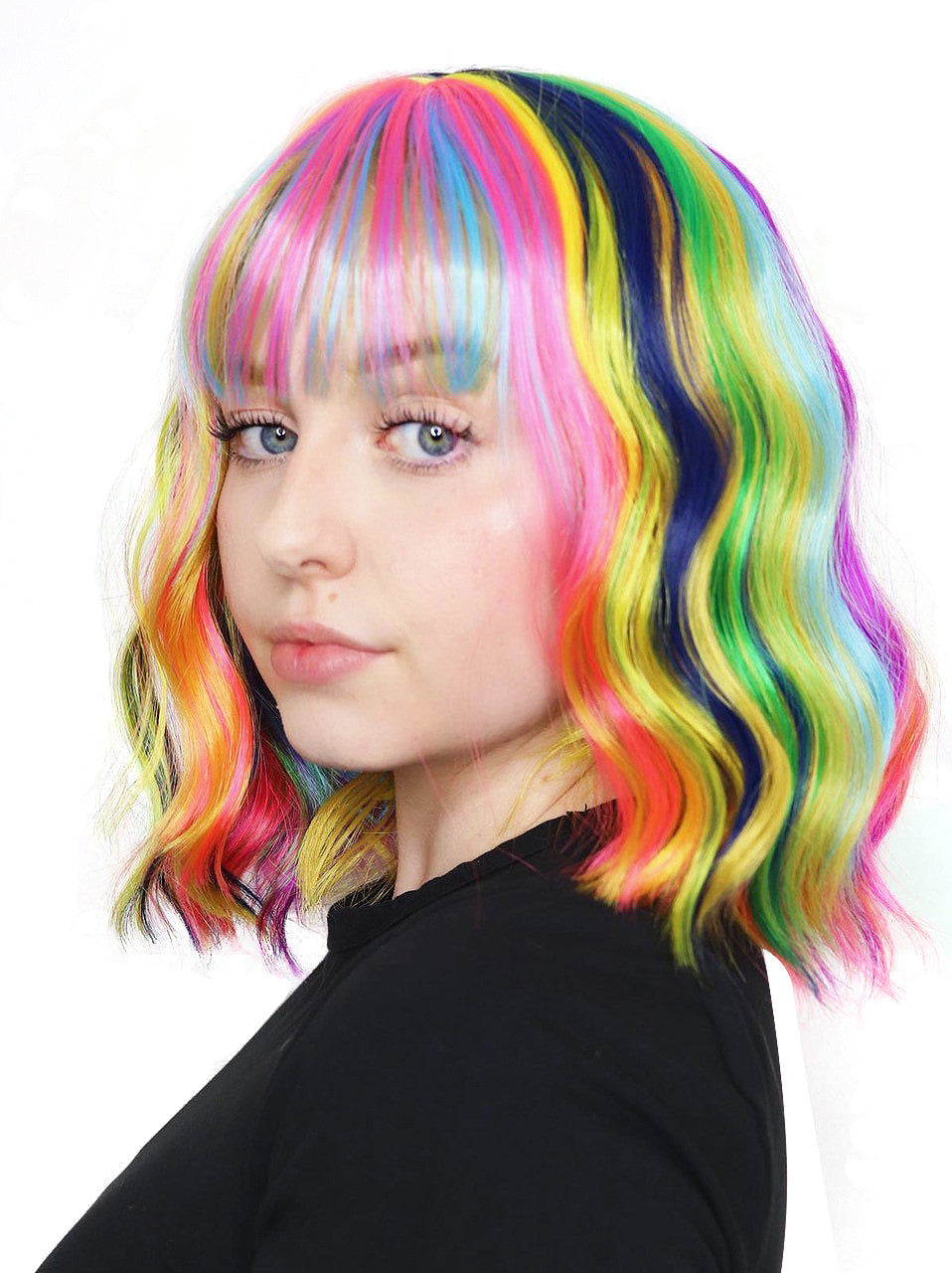 Wavy Rainbow Heat Resistant Bob (Promising Young Woman)