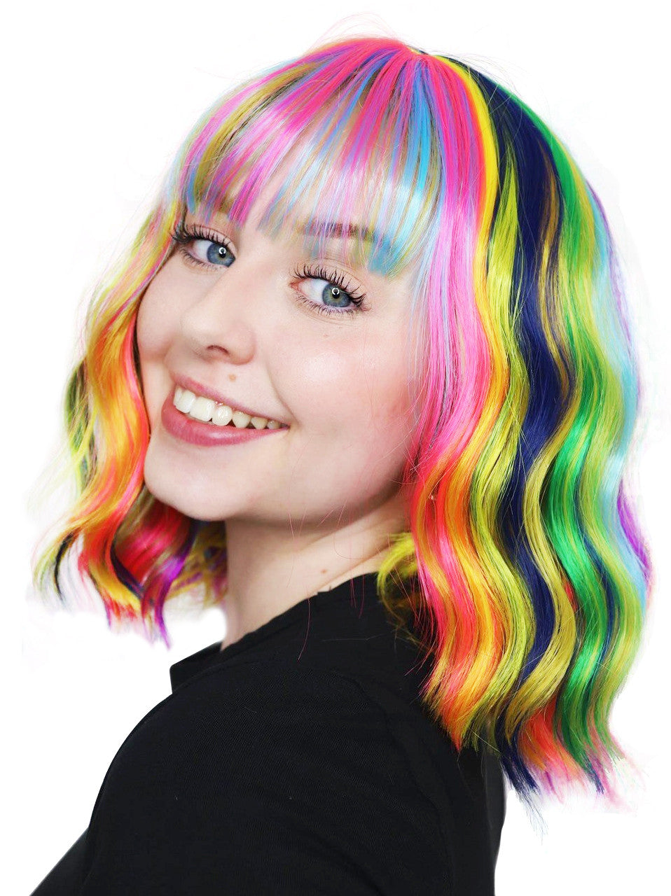 Wavy Rainbow Heat Resistant Bob (Promising Young Woman)