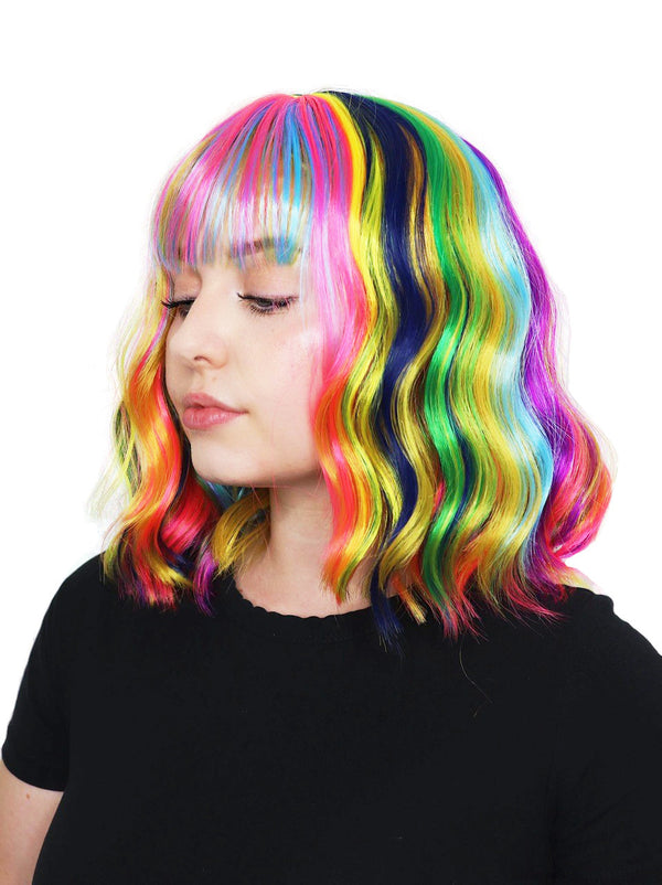 Wavy Rainbow Heat Resistant Bob (Promising Young Woman)