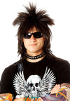 Black 80's Spiky Punk Mullet Costume Wig - Unisex