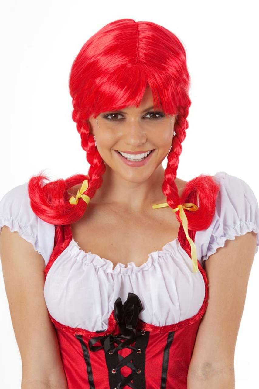 Red Braids Wig Fits Kids & Adults