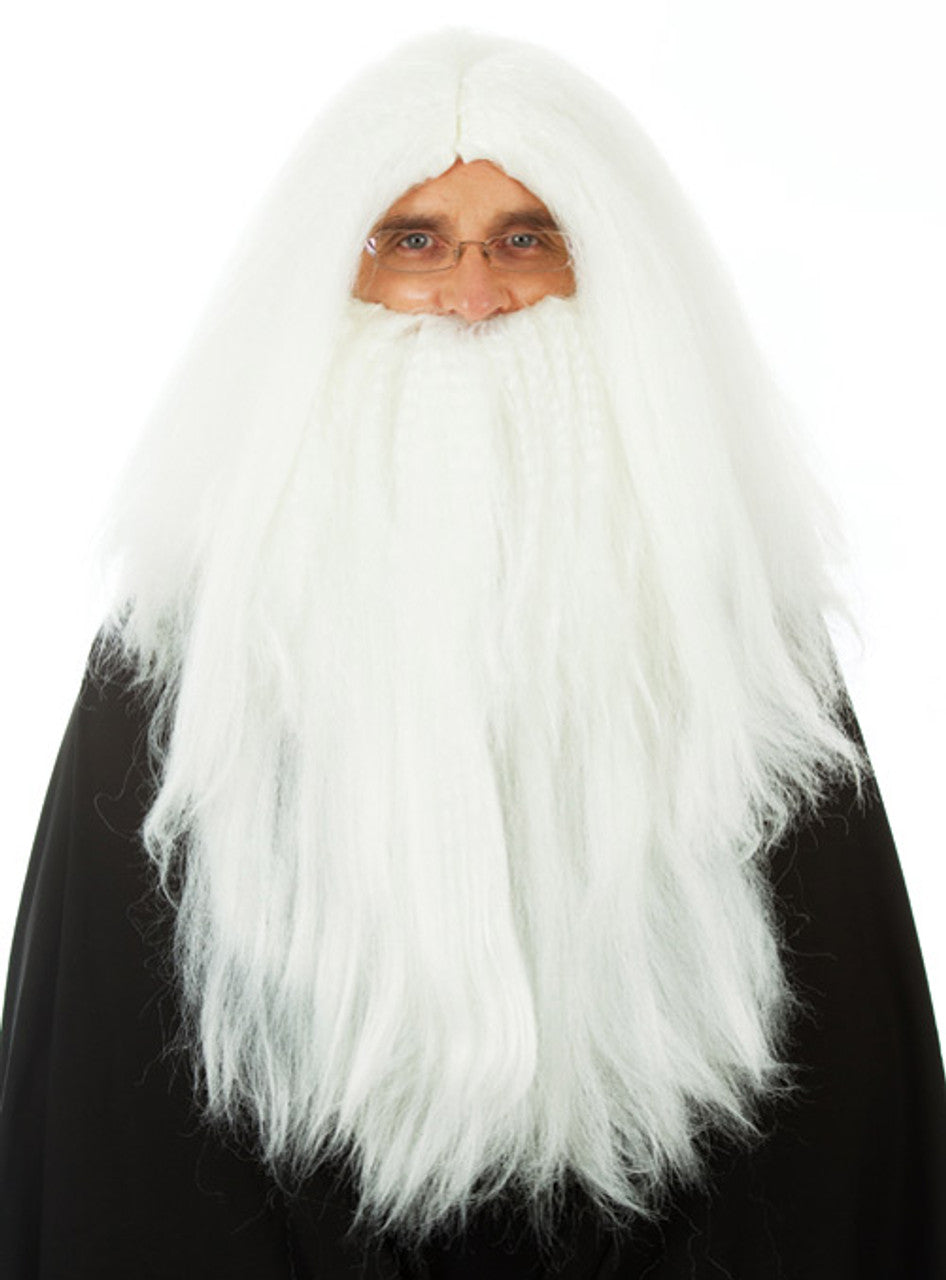 SANTA / MERLIN White Wig + Beard Wizard Costume Wigs