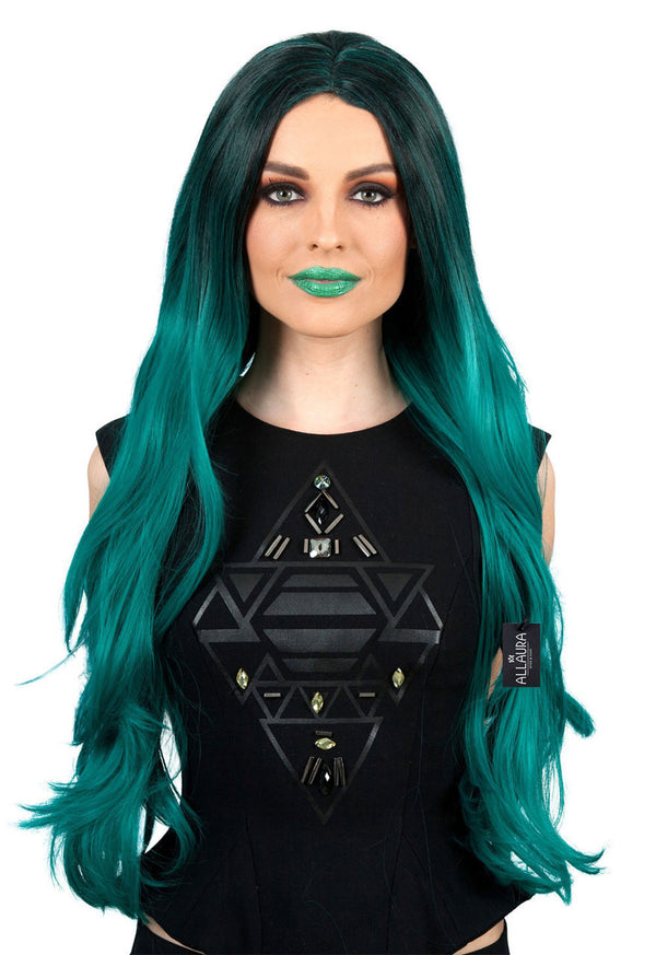 Hollywood Socialite Ombre Long Green Wig (Kylie Jenner Inspired) Cosplay Costume Wigs