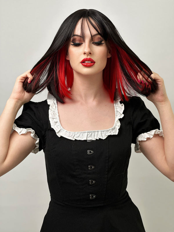 Black & Red Two Tone Heat Resistant Bob