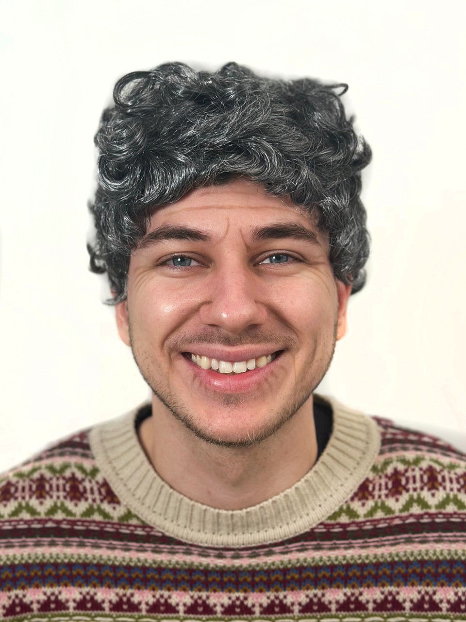 Grandpa Grey Curls Wig
