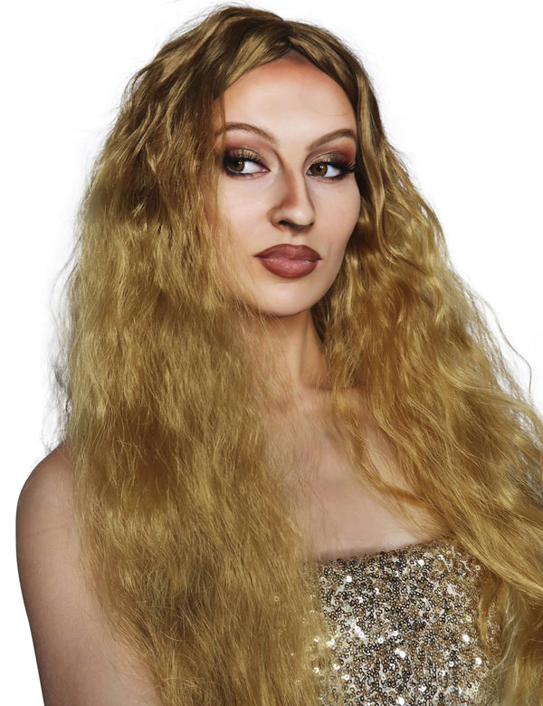 RnB Beauty (Beyonce Lemonade) Long Blonde Brown 80s Perm Womens Costume Wig