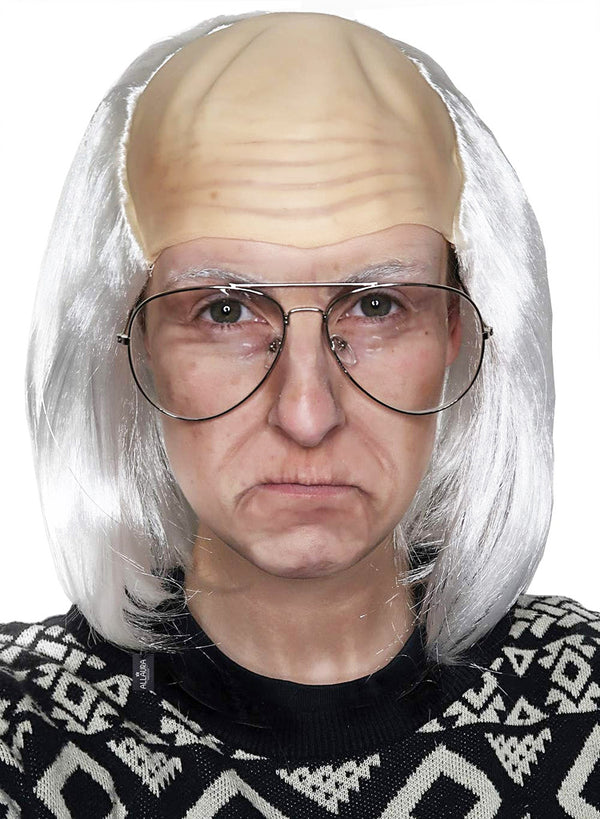 Old Man White Hair Bald Cap Wig
