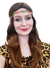 20" Long Brown Hippie Wig and Flower Headband