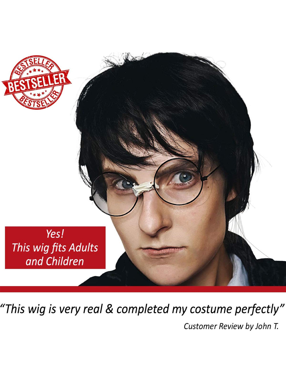 Boy Wizard Wig + Glasses Costume Set - Harry Potter Wig