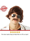 60s 70s  Wig and Moustache - Short Brown
