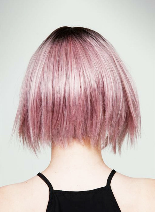 Pink Ombre Short Bob Wig – Heat-resistant to Curl & Restyle – Realistic Like Human Hair