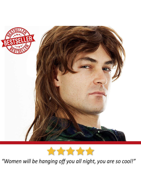 80's Brown Mullet Wig for Men