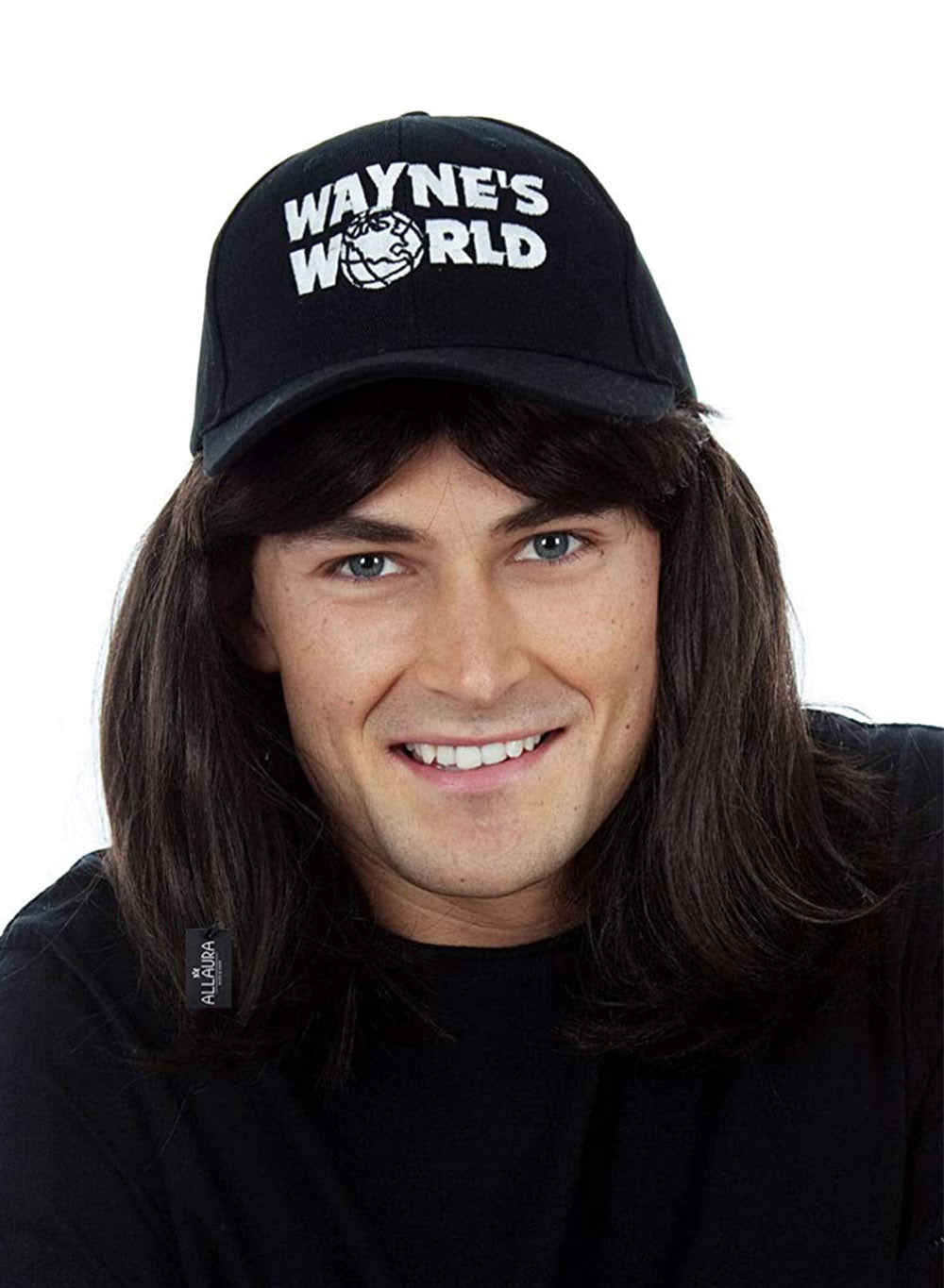 80s Heavy Metal Rocker Wig with Hat Costume Set - Wayne Campbell from Waynes World