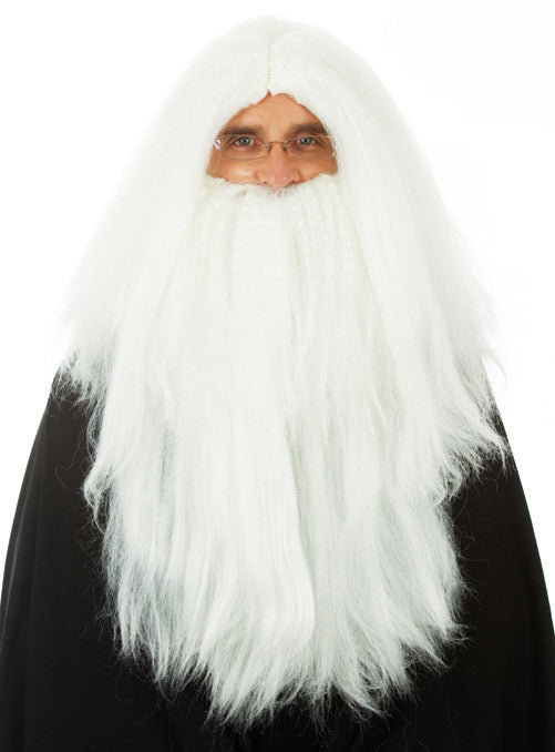 SANTA / MERLIN White Wig + Beard Wizard Costume Wigs