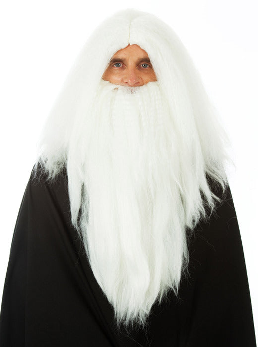 SANTA / MERLIN White Wig + Beard Wizard Costume Wigs